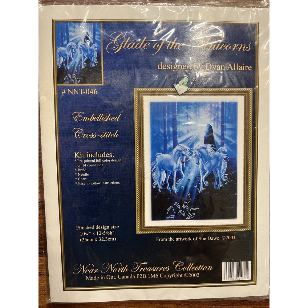 2003 Near North Treasures GLADE OF THE UNICORNS NNT-046 Embellished X Stitch Kit